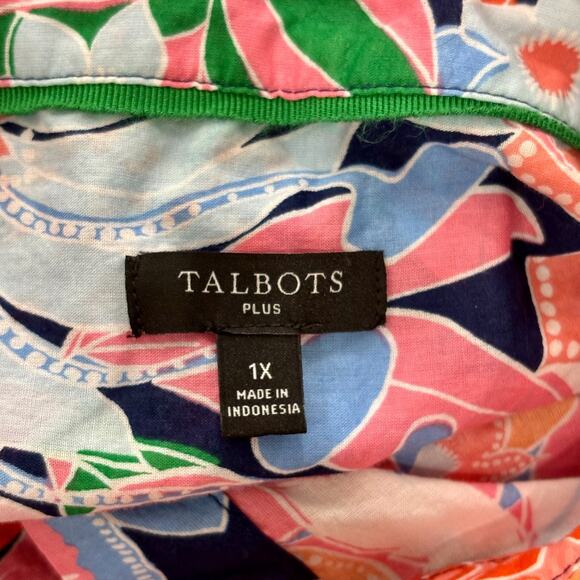 Talbots Size 1X 100% Cotton Button Front Shirt - Marvelous Floralp - Picture 3 of 6